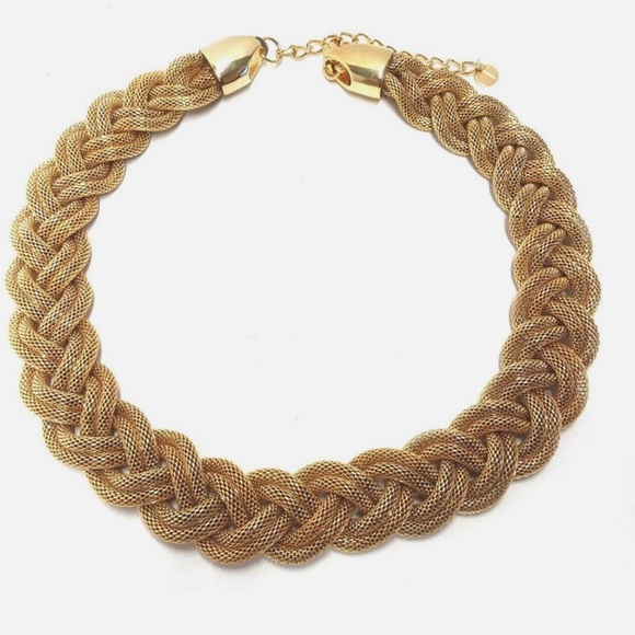 NWT Talbots Statement Gold Tone Braided Urban Necklace 18” - Picture 3 of 7